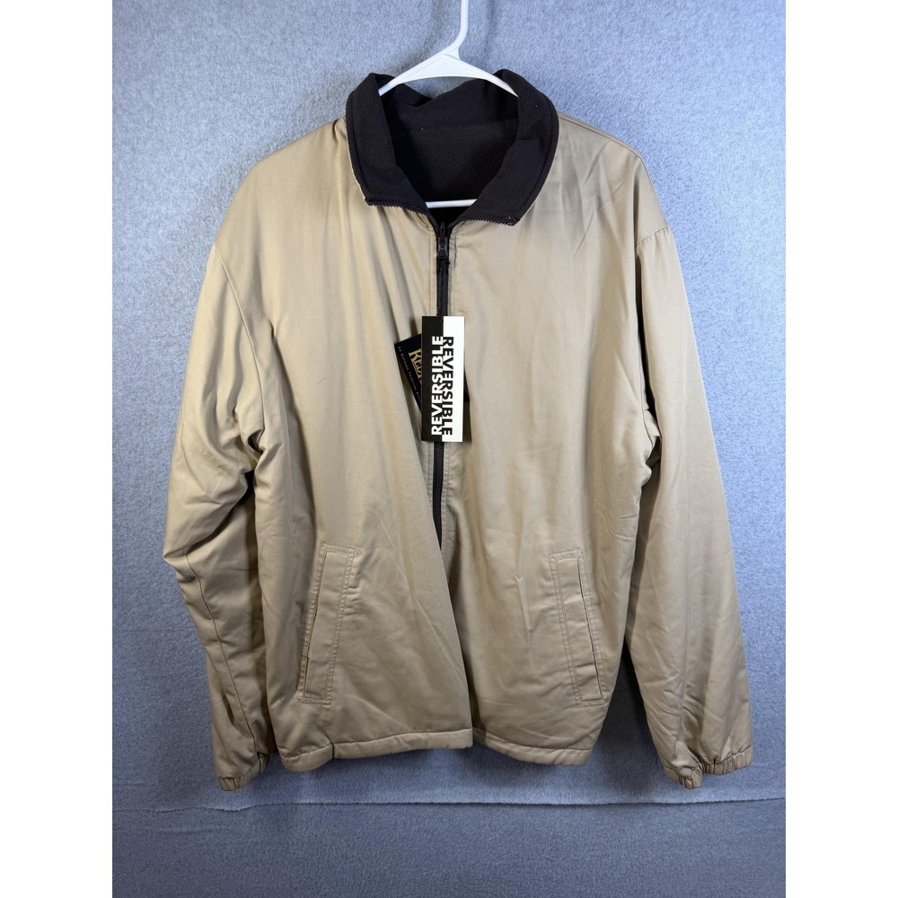 RedHead‎ Jacket Mens Medium Beige Reversible Full Zip Lined Outdoor Windbreaker